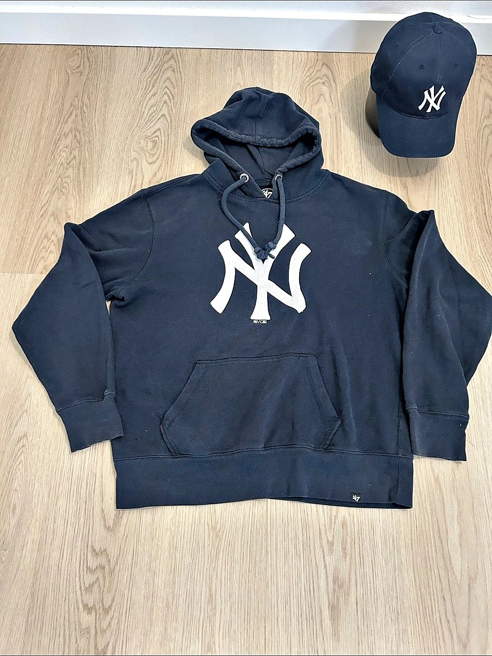 Y2K MLB New York Yankees Hoodie/T-Shirt /Hat BUNDLE! Navy Blue/White mixed sizes